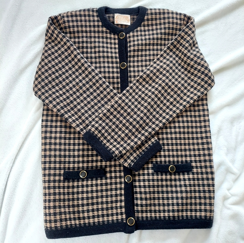 PENDLETON Buttoned cardigan Sweater Black Tan Wom… - image 1